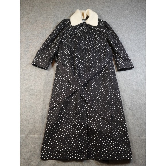 RIXO Jackets & Blazers - Rixo Trench Coat Womens Small US 6 Black White Polka Dot Belted Removable Collar